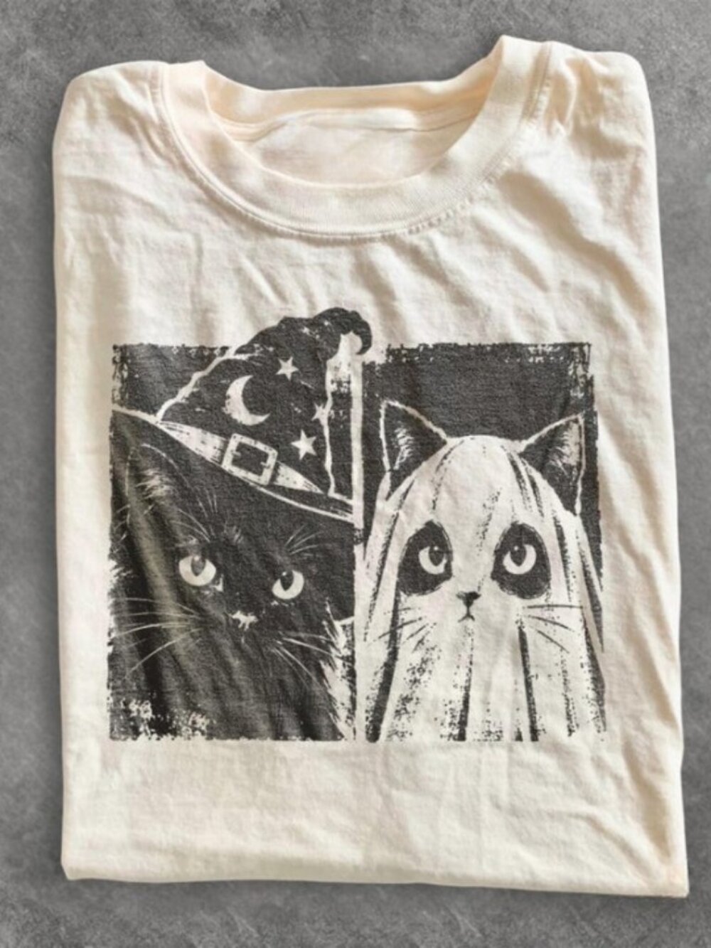 Halloween Cat Shirt, Witch Ghost Kitty Graphic Tee